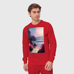 Костюм хлопковый мужской Вечер в бухте, цвет: красный — фото 2