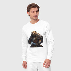 Костюм хлопковый мужской Медведь в броне, цвет: белый — фото 2