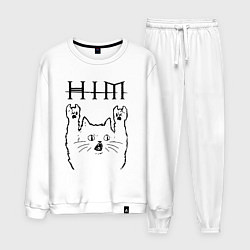Костюм хлопковый мужской HIM - rock cat, цвет: белый