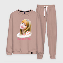 Костюм хлопковый мужской Lisa Blackpink, цвет: пыльно-розовый