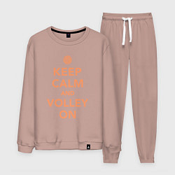 Костюм хлопковый мужской Keep calm and volley on, цвет: пыльно-розовый