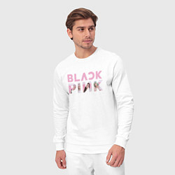 Костюм хлопковый мужской Blackpink logo Jisoo Lisa Jennie Rose, цвет: белый — фото 2