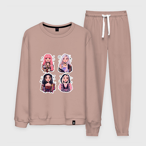 Мужской костюм Участницы Блэк Пинк в виде стикеров / Пыльно-розовый – фото 1