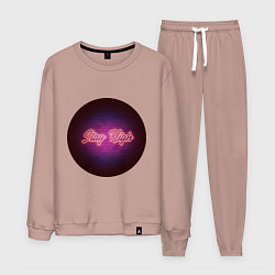 Костюм хлопковый мужской Stay high неон, цвет: пыльно-розовый