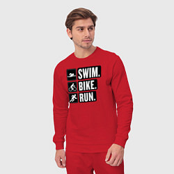 Костюм хлопковый мужской Swim bike run, цвет: красный — фото 2