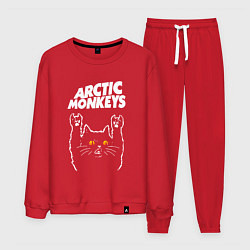 Костюм хлопковый мужской Arctic Monkeys rock cat, цвет: красный