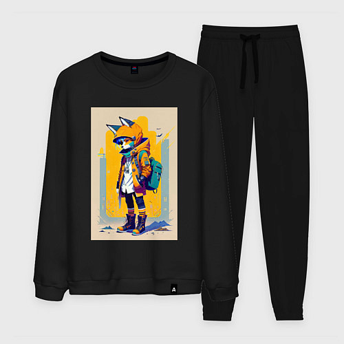 Мужской костюм Fox cub - urban style - neural network / Черный – фото 1