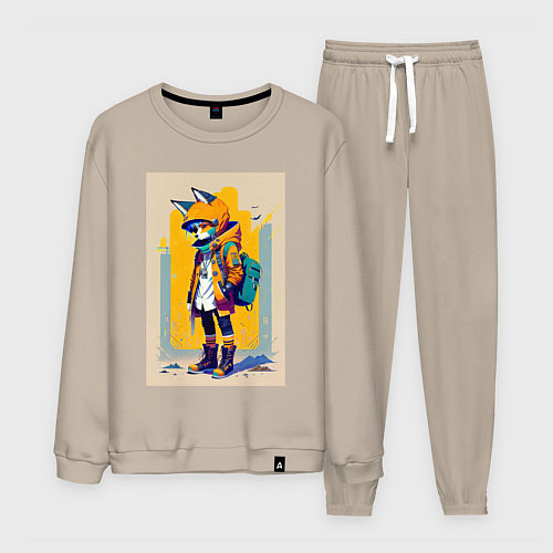 Мужской костюм Fox cub - urban style - neural network / Миндальный – фото 1