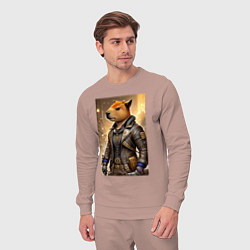 Костюм хлопковый мужской Cool capybara - steampunk - neural network, цвет: пыльно-розовый — фото 2