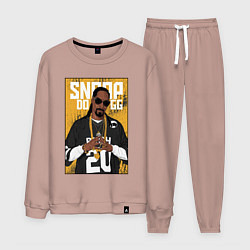Костюм хлопковый мужской Snoop dogg с цепями, цвет: пыльно-розовый