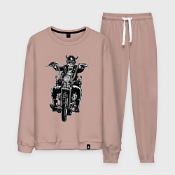 Костюм хлопковый мужской Skull biker with beer, цвет: пыльно-розовый