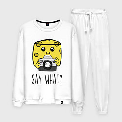 Костюм хлопковый мужской Cheese photographer, цвет: белый