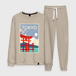 Костюм хлопковый мужской Tokyo - japan, цвет: миндальный