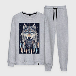 Костюм хлопковый мужской Шаман волк, цвет: меланж