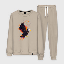 Костюм хлопковый мужской Орел парящая птица абстракция, цвет: миндальный