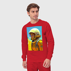 Костюм хлопковый мужской Девушка-астронавт - нейросеть, цвет: красный — фото 2