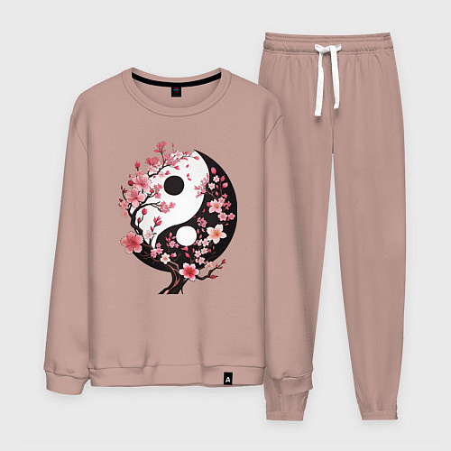 Мужской костюм Скура с инь и янь / Пыльно-розовый – фото 1