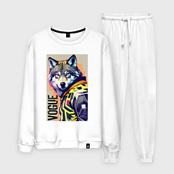 Костюм хлопковый мужской Wolf fashionista - pop art, цвет: белый