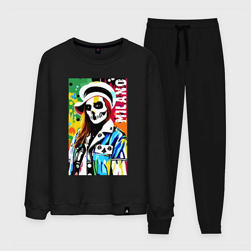 Мужской костюм Skeleton fashionista - Milano - pop art / Черный – фото 1