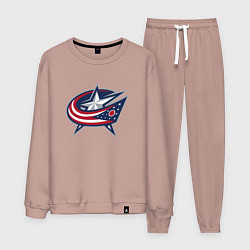 Костюм хлопковый мужской Columbus blue jackets - hockey team - emblem, цвет: пыльно-розовый