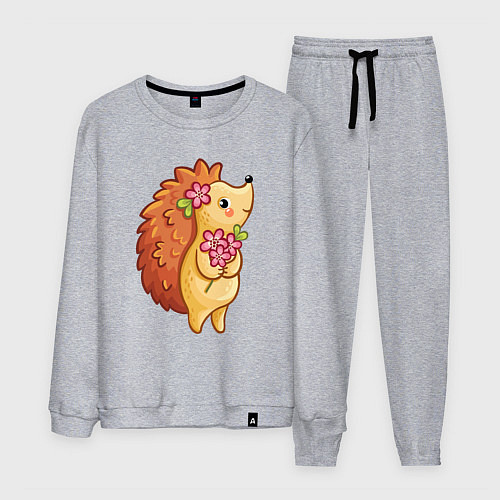 Мужской костюм Ёжик с цветами / Меланж – фото 1