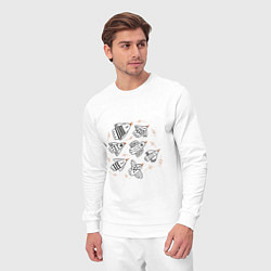 Костюм хлопковый мужской Летят птицы, цвет: белый — фото 2