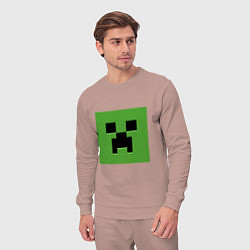 Костюм хлопковый мужской Minecraft creeper face, цвет: пыльно-розовый — фото 2