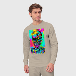 Костюм хлопковый мужской Cool skull - pop art - vogue, цвет: миндальный — фото 2