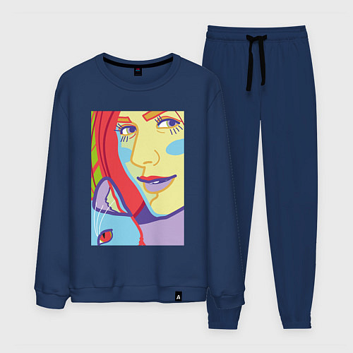 Мужской костюм Яркий женский портрет в стиле поп-арт / Тёмно-синий – фото 1