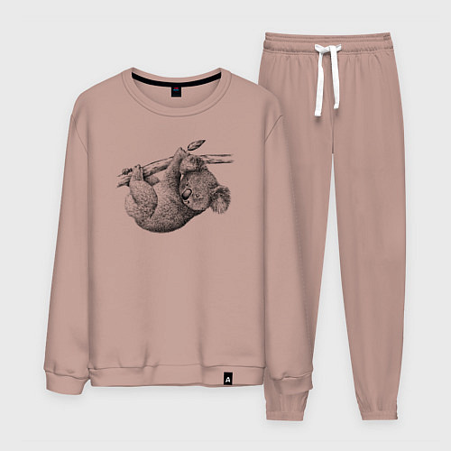 Мужской костюм Коала висит на ветке / Пыльно-розовый – фото 1