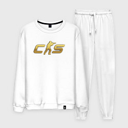 Костюм хлопковый мужской CS 2 gold logo, цвет: белый