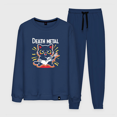 Мужской костюм Death metal - котик с гитарой / Тёмно-синий – фото 1