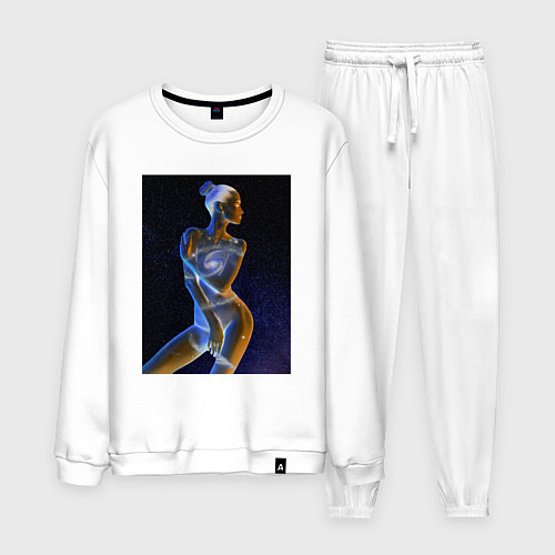 Мужской костюм Неоновая девушка-галактика среди звезд / Белый – фото 1