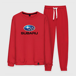 Костюм хлопковый мужской Subaru sport auto, цвет: красный