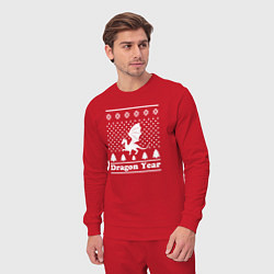 Костюм хлопковый мужской Sweater dragon year, цвет: красный — фото 2