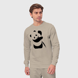 Костюм хлопковый мужской Панда с бревном, цвет: миндальный — фото 2