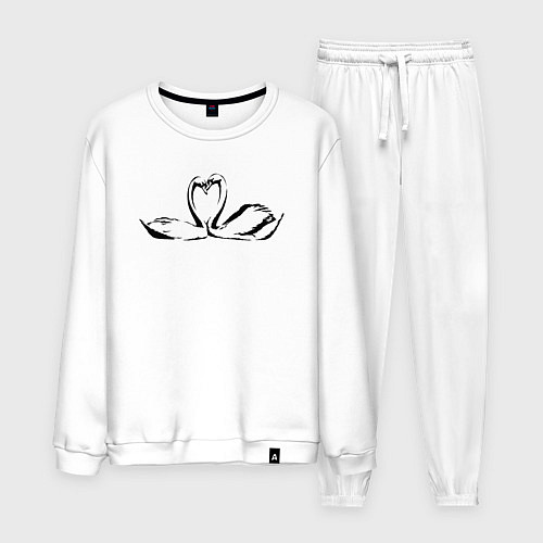 Мужской костюм Пара лебедей трафарет / Белый – фото 1