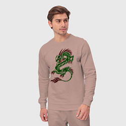 Костюм хлопковый мужской Символ года - зелёный дракон, цвет: пыльно-розовый — фото 2