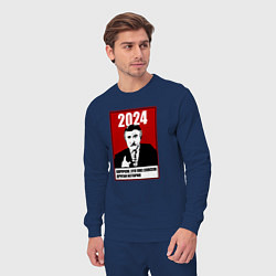 Костюм хлопковый мужской 2024 - но это уже другая история, цвет: тёмно-синий — фото 2