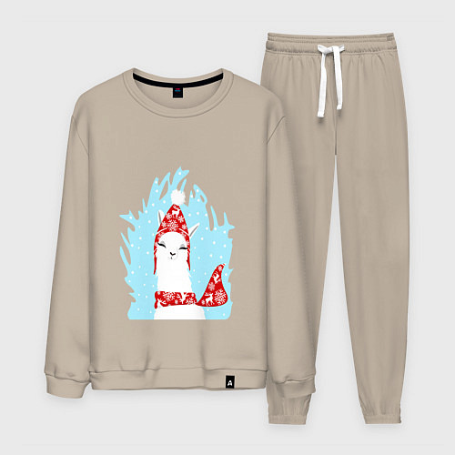 Мужской костюм Лама - альпака в шапочке / Миндальный – фото 1