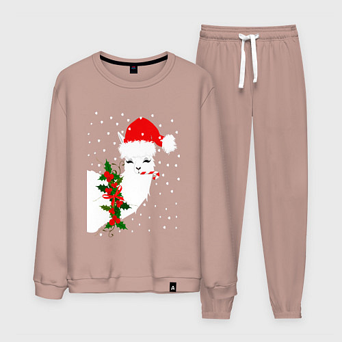 Мужской костюм Лама - альпака Санта Клаус / Пыльно-розовый – фото 1