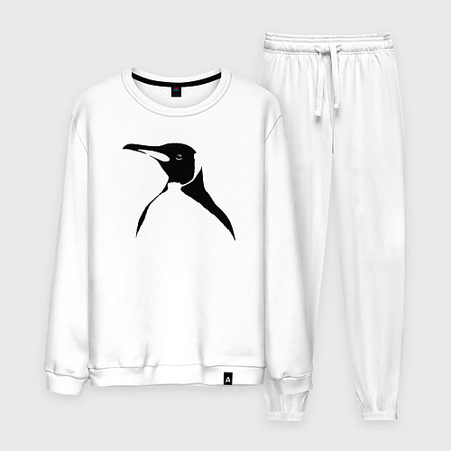 Мужской костюм Пингвин в профиль трафарет / Белый – фото 1