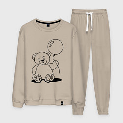 Костюм хлопковый мужской Мишка с воздушным шариком - раскраска, цвет: миндальный