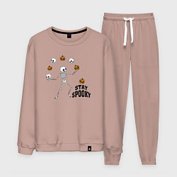 Костюм хлопковый мужской Stay spooky, цвет: пыльно-розовый