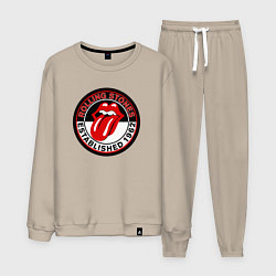 Костюм хлопковый мужской Rolling Stones established 1962, цвет: миндальный