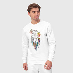 Костюм хлопковый мужской Ловец снов с перьями, цвет: белый — фото 2