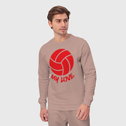 Костюм хлопковый мужской Volleyball my love, цвет: пыльно-розовый — фото 2