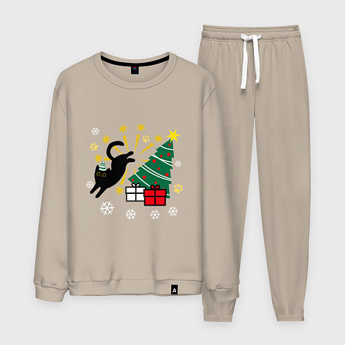 Мужской костюм Кот и елка / Миндальный – фото 1
