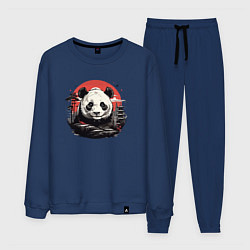 Костюм хлопковый мужской Панда с красным солнцем, цвет: тёмно-синий