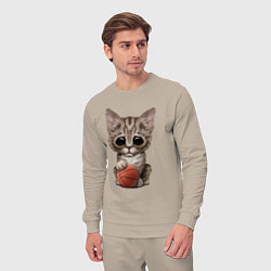 Костюм хлопковый мужской Котик баскетболист, цвет: миндальный — фото 2
